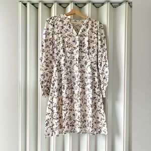 Floral V-Neck Long-Sleeve Flare Mini Dress